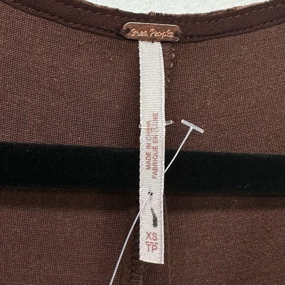 Free People Jumpsuit XS Night Fever Velvet Plunge Flutter Sleeve Wide Leg Brown - Picture 8 of 15